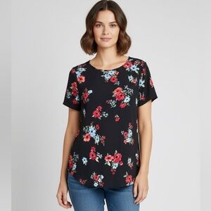 Take 50% OFF- Chelsea & Theodore Floral Black Women's Top